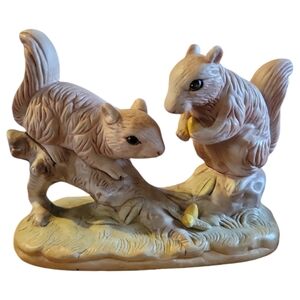Vtg 2 Squirrels Snack Time Friendship Wildlife Figurine Statue Branch